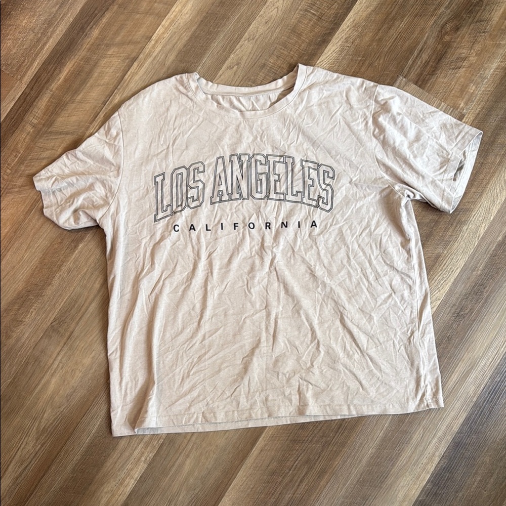 Tan Short Sleeve Tee with Los Angeles Print
